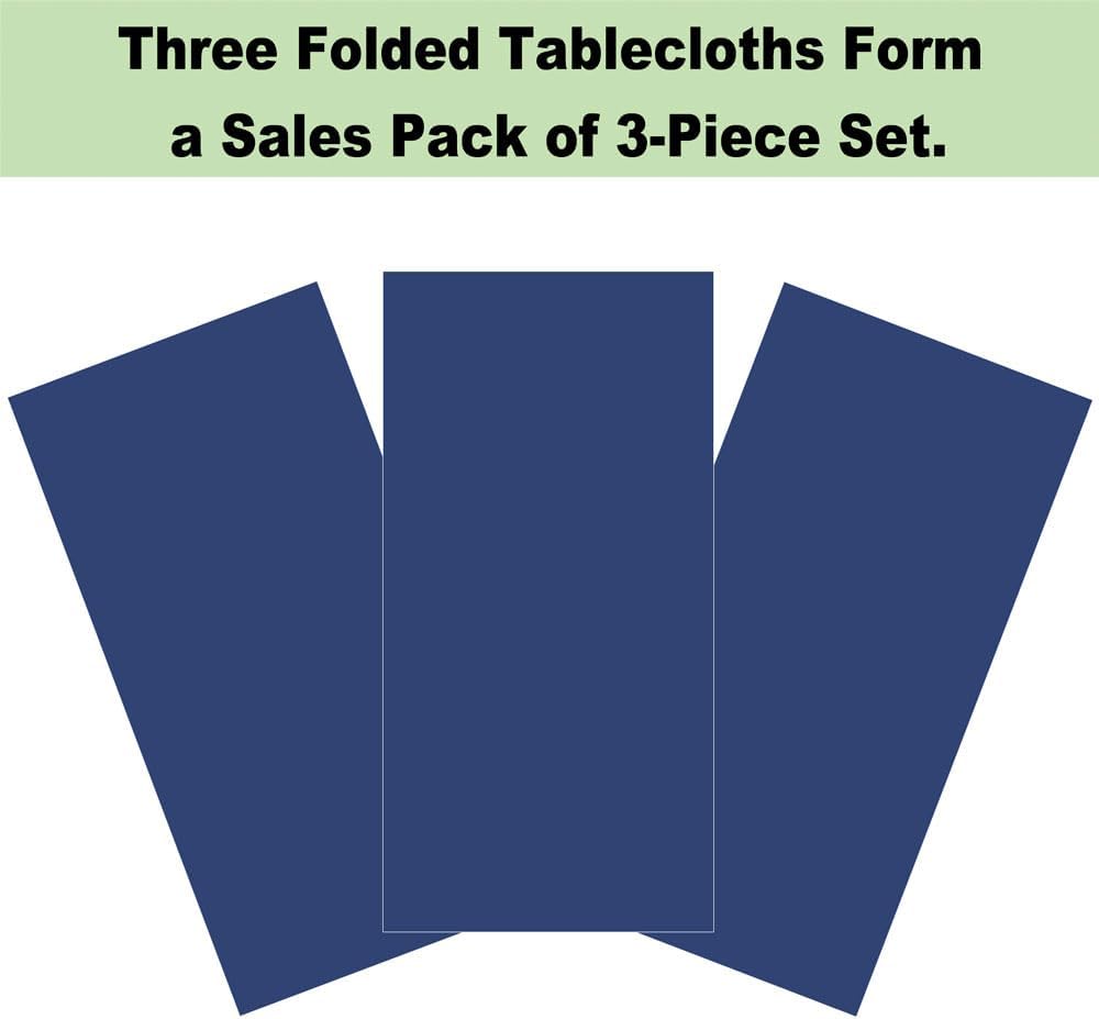 Navy Blue Plastic Tablecloths 3 Pack for 6-8 Foot Tables