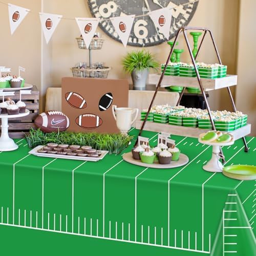 3Pcs Football Field Tablecloth 54x108 Inch for Party Decorations