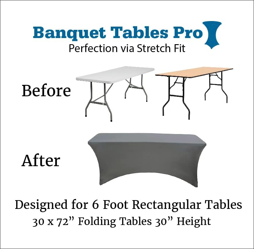 6 ft Dark Grey Spandex Tablecover 2 Pack for Folding Tables