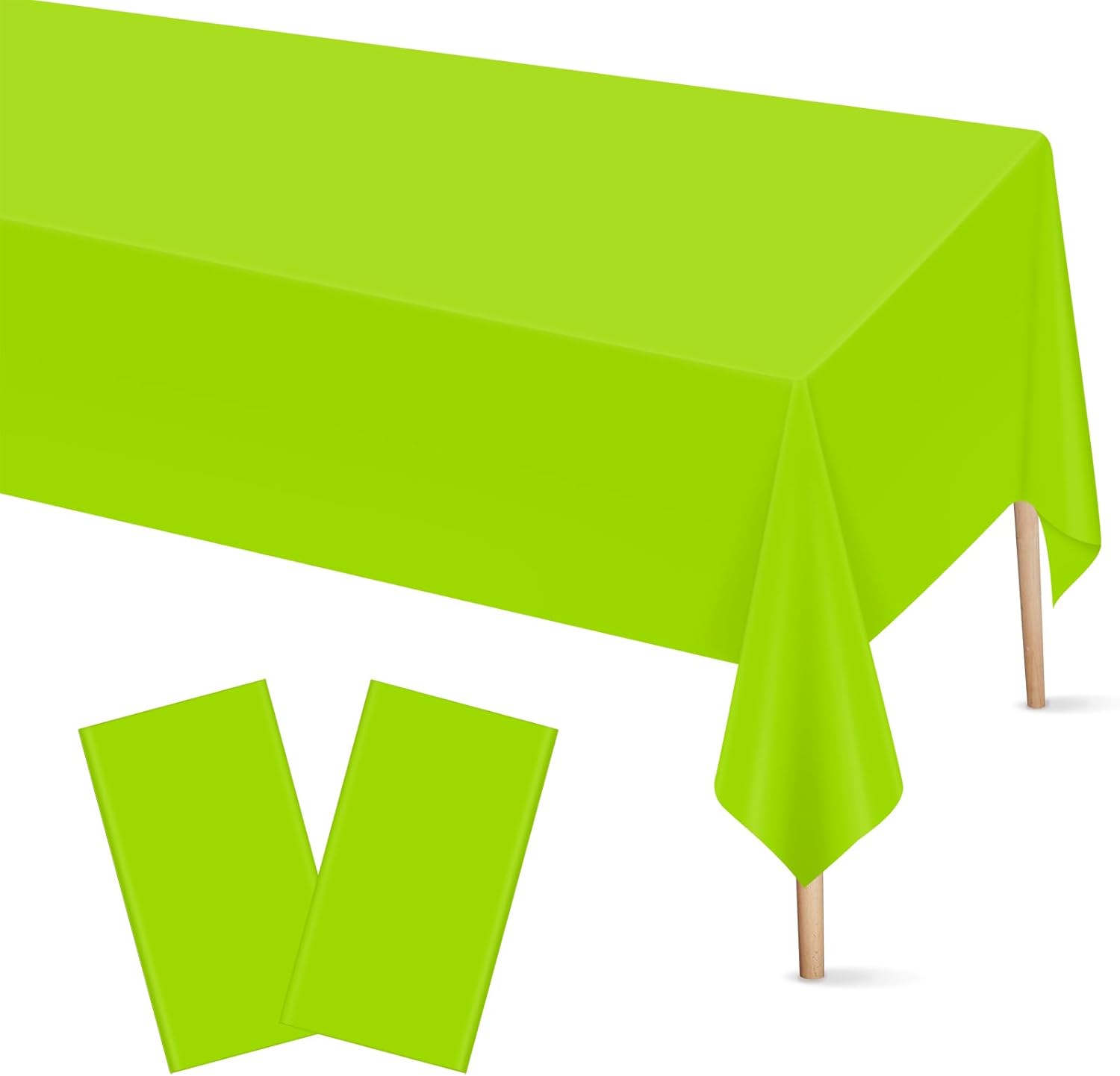 Mulbozy 2 Pcs Lime Green Plastic Tablecloth for Rectangle Table 54x108 Inches