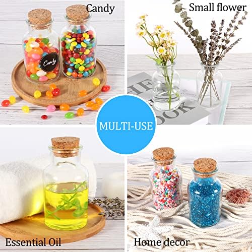 Keketin 24-Pack Clear Glass Jars with Cork Lids