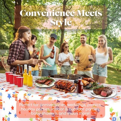 Grandipity 6 Pack Premium Disposable Plastic Tablecloths 54x108 Inches
