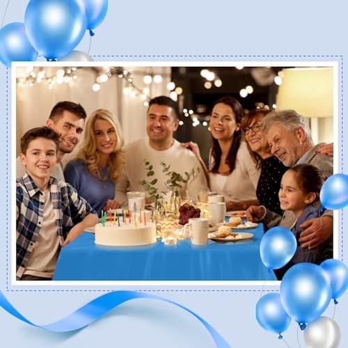 Goodluck 54 Inch X 300 Feet Plastic Tablecloth with Cutter Box Blue Disposable Table Cover Roll