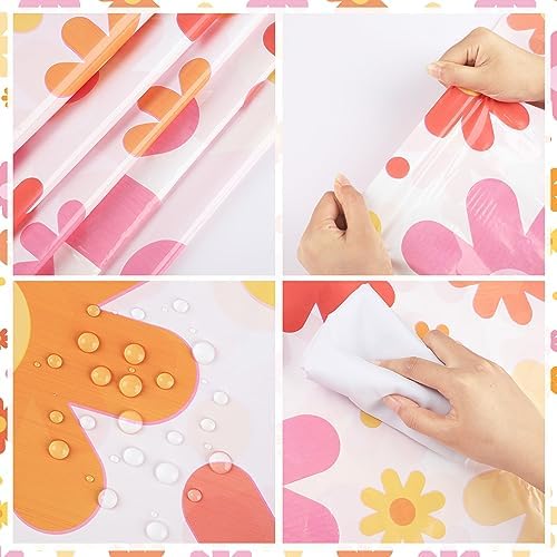 Augisteen Groovy Daisy Pattern Tablecloths 54x108 Inch 4 PCS