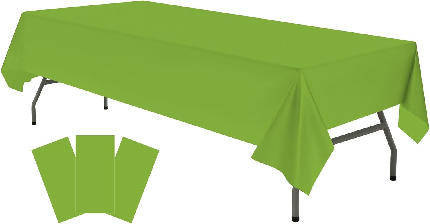 Lime Green Plastic Tablecloths 3 Pack for Party Events