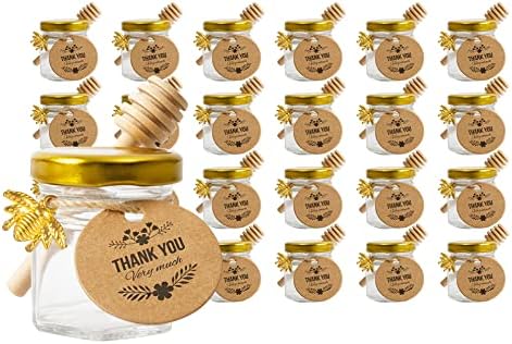24 Pack 15oz Mini Hexagon Honey Jars with Gold Lids