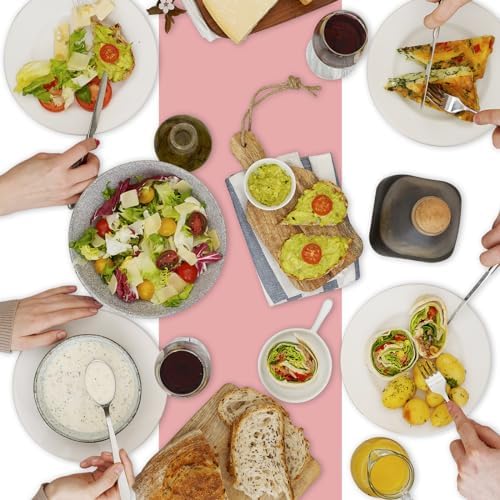 ZHOMA 6 Pack Rectangle Plastic Dot Tablecloth Set White Rose Gold