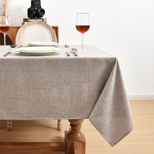 Fitable Nature Faux Linen Tablecloths 2 Pack Neutral 60x84 Inch