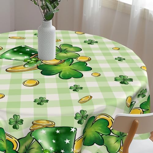 St Patricks Day Round Tablecloth - 60 Inch Gold Coin Design