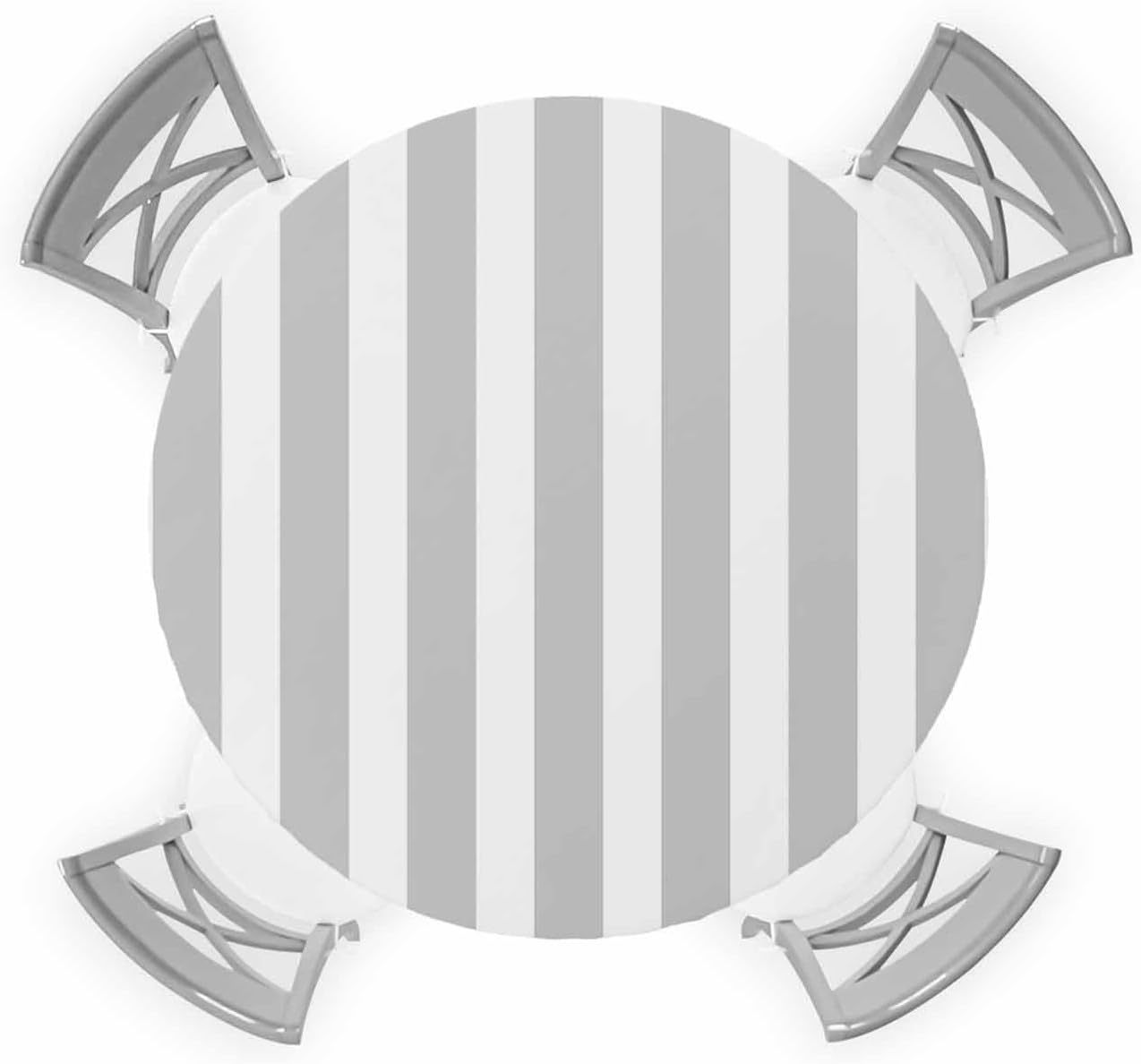 Gray Striped Round Waterproof Table Cover for Indoor Outdoor Use