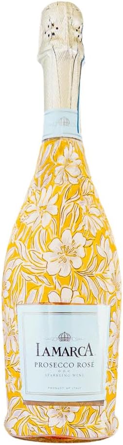 Beau Bottles Grandmillenial Gold Flower Wine Label Wrap for La Marca 750ml Champagne Bottle