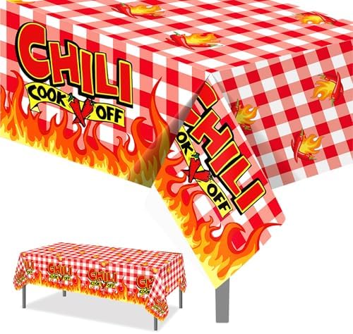 Chili Party Tablecloths 2 Pcs for Cook Off Decorations