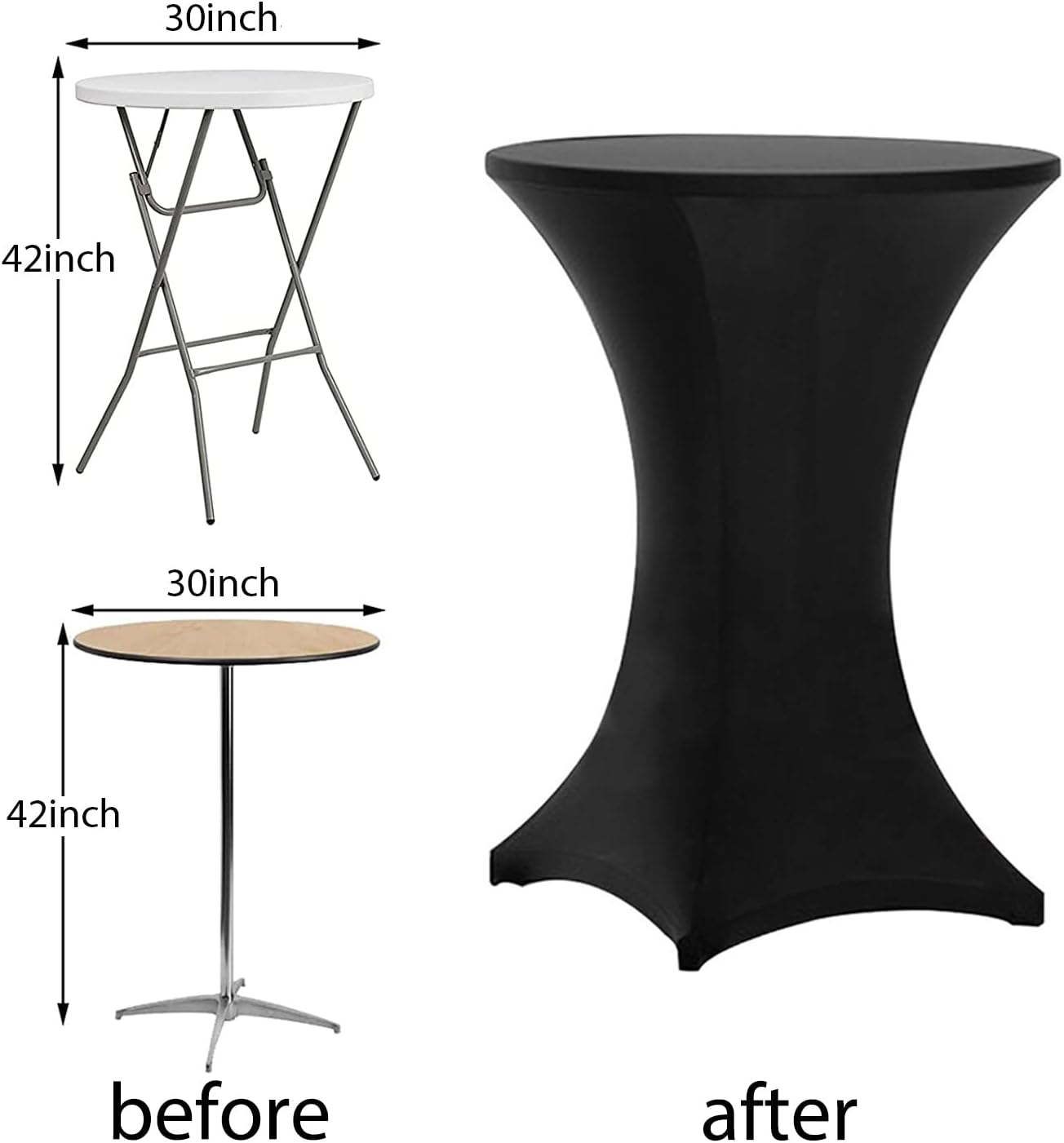 Tinas 10 Pack 30x42 Highboy Spandex Table Covers Black
