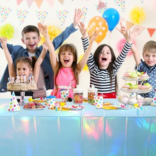 3 Pack Iridescent Light Blue Tablecloths for Parties