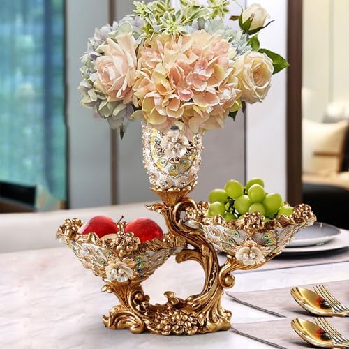BULUXE 2 Tiered Fruit Bowl Resin Gold White