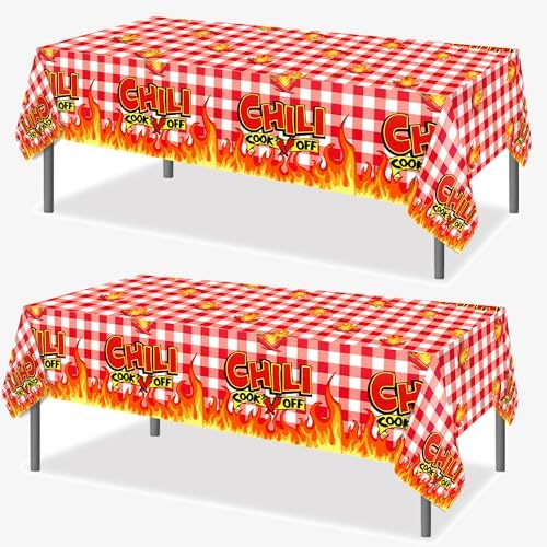Chili Party Tablecloths 2 Pcs for Cook Off Decorations