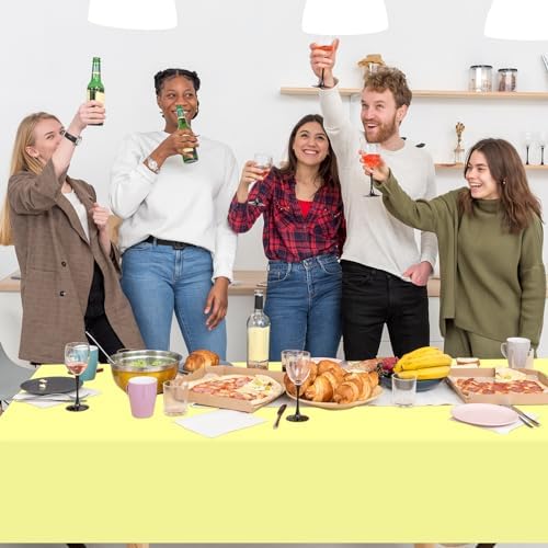 QISOLIY 3 Pcs Light Yellow Tablecloth for Parties