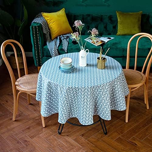 Xiongrida 60 Inch Cotton Linen Round Table Cover Grey