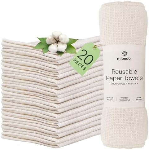 20 Pack Reusable Paper Towels - Eco Friendly - Thick Strong Dish Cloths