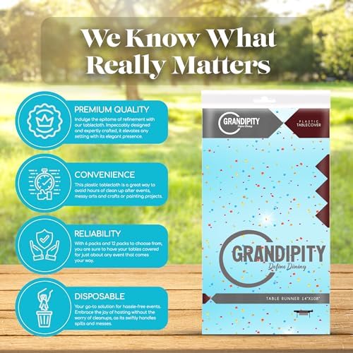 Grandipity 6 Pack Premium Disposable Blue Tablecloth 54x108 Inch Rectangle