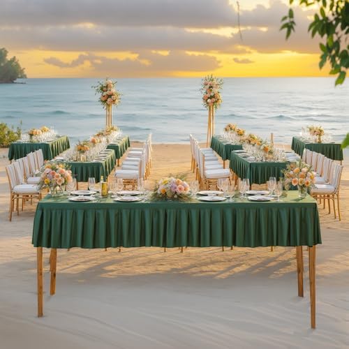 2 Pack Hunter Green Spandex Tablecloths for 6FT Rectangle Tables