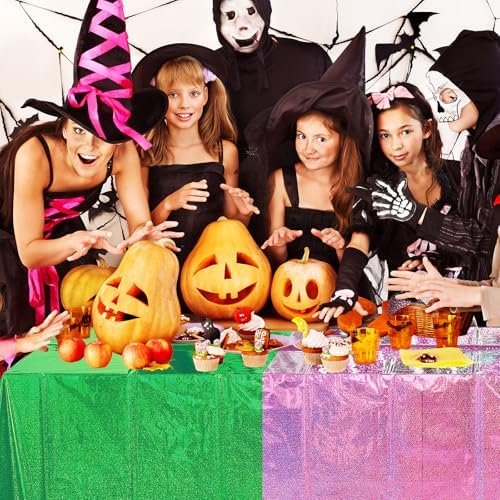 4 Pcs Iridescent Pink Green Tablecloths for Party Decorations