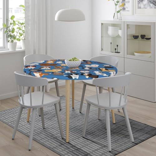 Cute Dogs Blue Tablecloth with Elastic Edge Small
