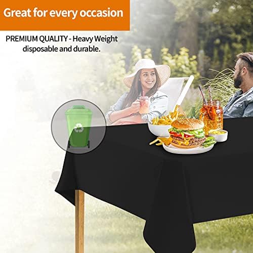 Party Dimensions Black Tablecloth for Rectangle Tables 12 Pack