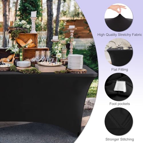 ABCCANOPY 6 Ft Black Spandex Table Cover
