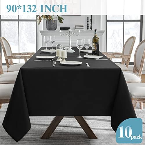 VidaFete 10 Pack 90x132 Inch Black Tablecloth