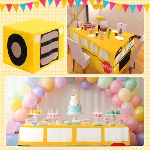 Oudain 2 Pcs School Bus Tablecloths Party Decorations