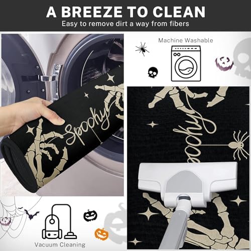 ArtSocket Halloween Skeleton Kitchen Rugs Set of 2 Non-Skid Washable