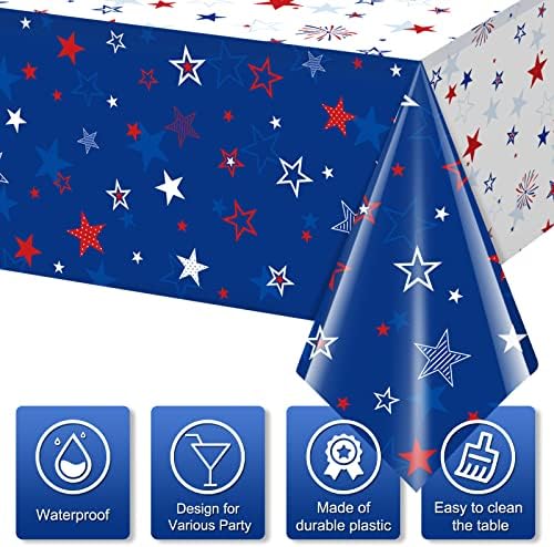 3 Pack Patriotic Tablecloths for 4th of July Party Decor