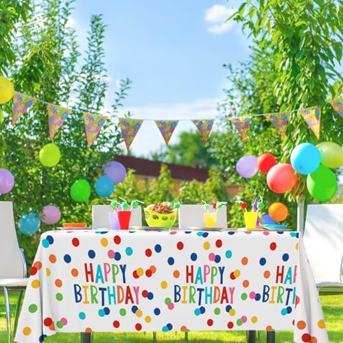 2Pack Happy Birthday Tablecloths for Party and Baby Shower Decoration 108x54 Inches