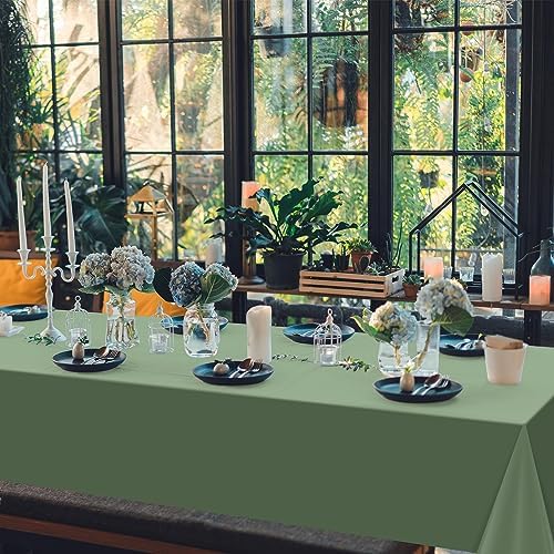 6 Pack Sage Green Plastic Tablecloths for Rectangle Tables