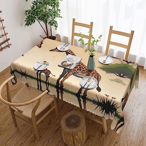 Mother and Child Giraffe Tablecloths Waterproof Square 54 X 72 Inches