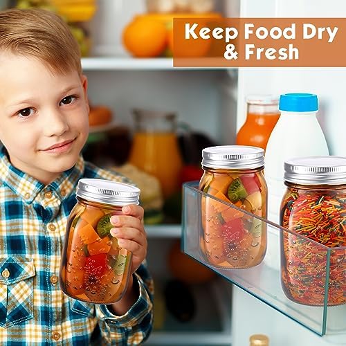 Yaomiao 12 Pack Amber Glass Jars 16 oz with Airtight Lids