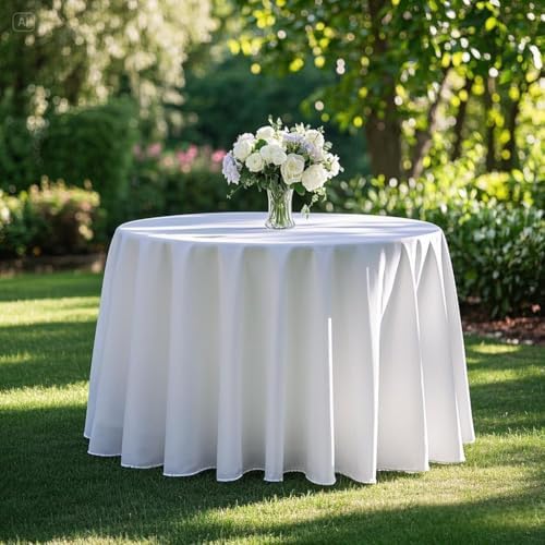 Surmente 5 Pack White 120 Inch Round Tablecloth