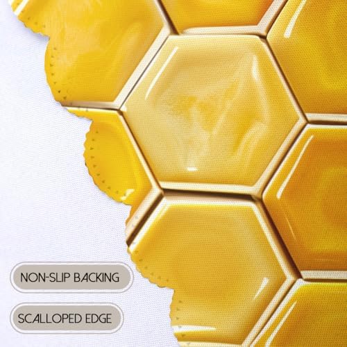 Beehive Tablecloth 54x54 Inch Yellow Gold Honeycomb Design