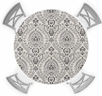 Vintage Paisley Flower Round Waterproof Table Cover