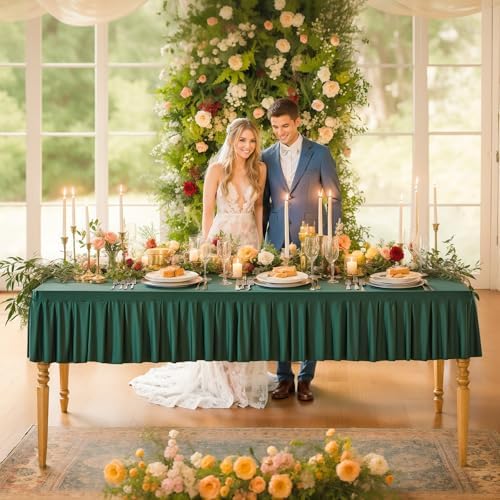 2 Pack Hunter Green Spandex Tablecloths for 6FT Rectangle Tables