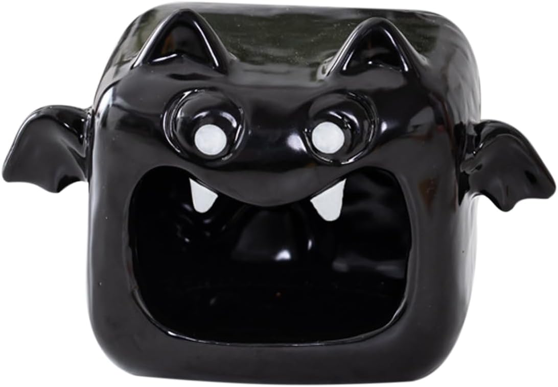 Cute Halloween Candy Bowl with Black Bat Design
