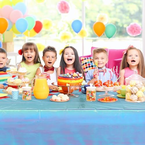 FunnyPars 3 Pack Iridescent Blue Tablecloths