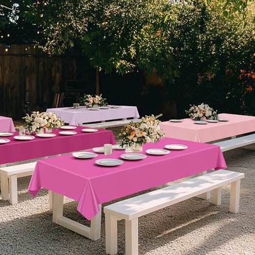 Just Shimmer 6 Piece Pink Tablecloth 54x72 Waterproof Disposable