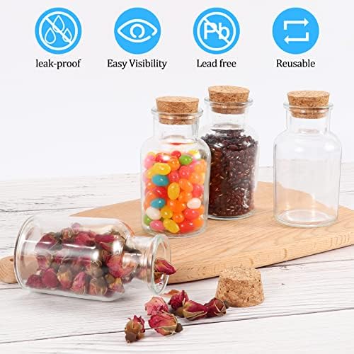 Keketin 24-Pack Clear Glass Jars with Cork Lids
