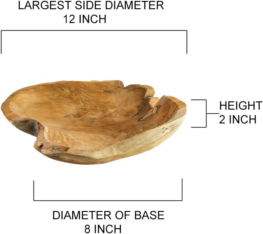 Serene Spaces Living Boho Teak Bowl 8 Inch