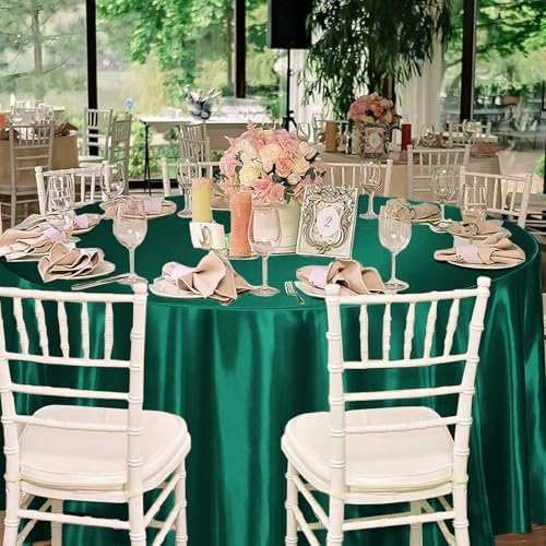 12 Pack 120 Inch Round Tablecloth Hunter Green Satin