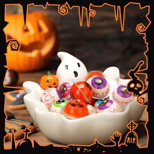 Vesici 7 Inch Halloween Candy Dish Holder Ceramic Ghost Bowl