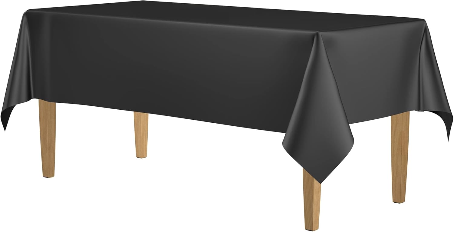 14 Pack Black 54 x 108 in Rectangle Disposable Plastic Tablecloths