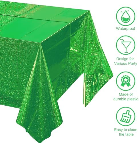 4 Pcs Iridescent Green Tablecloth Party Decorations